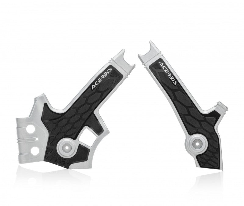 Acerbis 96+ Suzuki DR650 Frame Guards - X-Grip in Gray/Black | Durable Polycarbonate & Pliable Inner Plastic for Enhanced Grip and Frame Protection