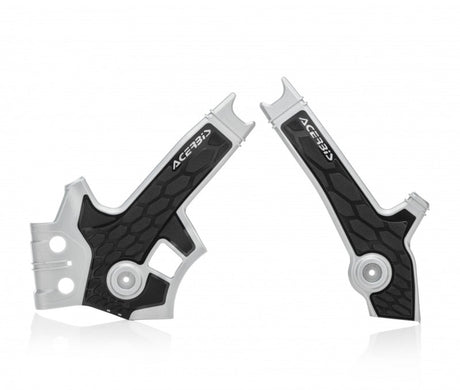 Acerbis 96+ Suzuki DR650 Frame Guards - X-Grip in Gray/Black | Durable Polycarbonate & Pliable Inner Plastic for Enhanced Grip and Frame Protection