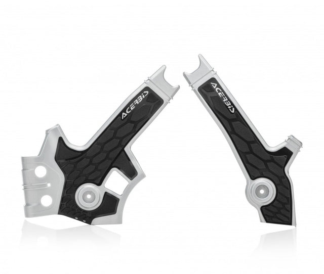 Acerbis 96+ Suzuki DR650 Frame Guards - X-Grip in Gray/Black | Durable Polycarbonate & Pliable Inner Plastic for Enhanced Grip and Frame Protection