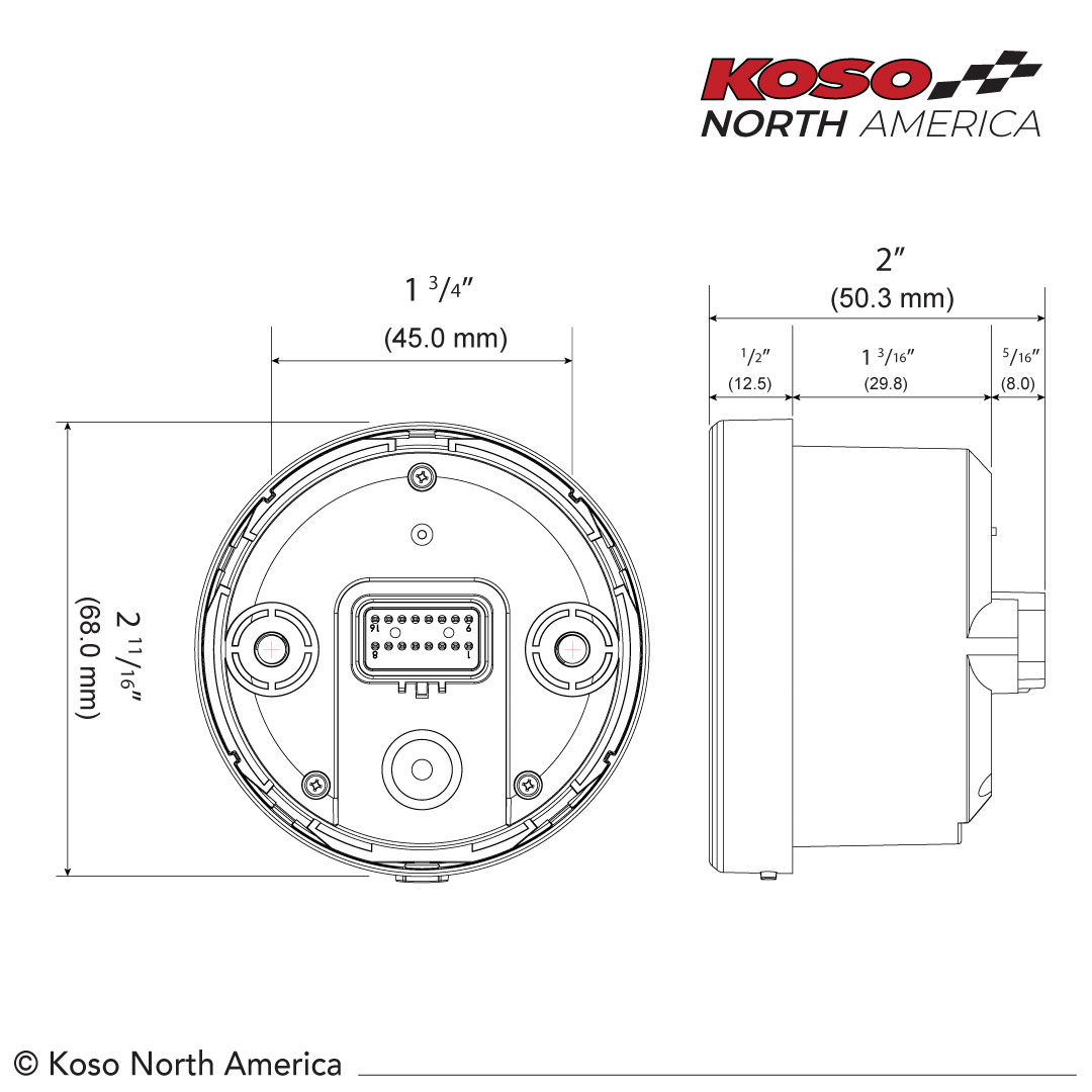 KOSO BA085101 Tnt 05r D60 Tachometer for Yamaha V-Star 650 and Honda Shadow 750