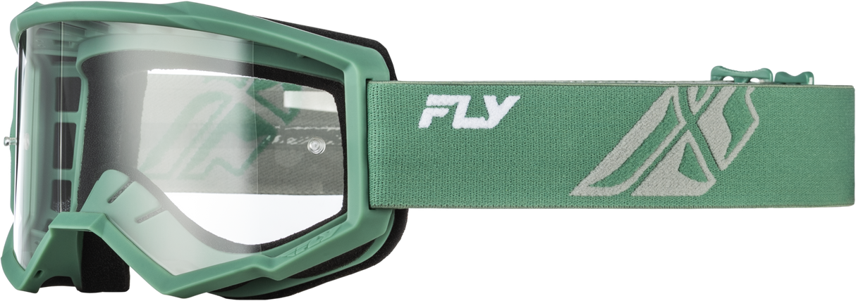 Fly Racing Focus Goggle Olive/Grey with Clear Lens – Universal Fit for Off-Road, ATV, and Dirt Bikes