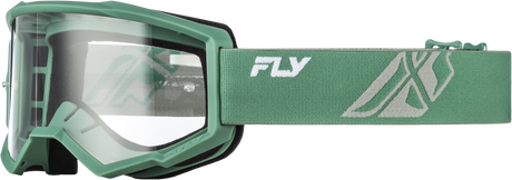 Fly Racing Focus Goggle Olive/Grey with Clear Lens – Universal Fit for Off-Road, ATV, and Dirt Bikes