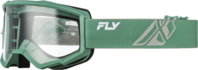 Fly Racing Focus Goggle Olive/Grey with Clear Lens – Universal Fit for Off-Road, ATV, and Dirt Bikes