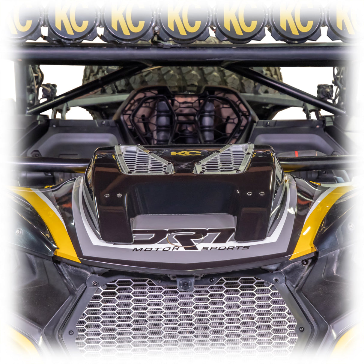 ABS hood scoop kit with aluminum brackets and trim, bolt-on install for Maverick R