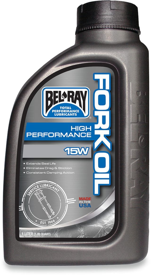 BEL-RAY High-Performance Fork Oil 15wt 1L - Compatible with Honda CRF250, Yamaha YZ250F, Kawasaki KX250, Suzuki RMZ250, and KTM SX Models