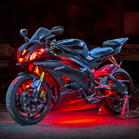 XK GLOW Red LED Strip 10-Piece Kit for Car Engine and Ground Under Glow - Model XK034001-R