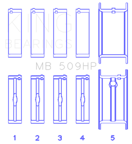 King Engine Bearings Chevy 400ci 6.6L V8 Std Size 3/4 Groove Bi-Metal Performance Main Bearing Set