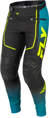 Fly Racing Youth Rayce Bicycle Pants for BMX/MTB – Teal/Black/Lime, Size 22 with Adjustable Waist and Reinforced Knees