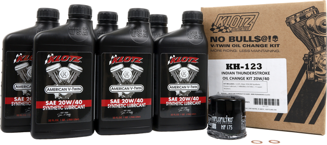 KLOTZ Indian Thunderstroke 6 Quart Synthetic Oil Change Kit for Harley-Davidson Motorcycles