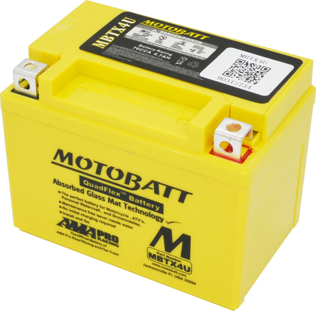 Motobatt MBTX4U Sealed AGM Battery for Motorcycles and Powersports Vehicles