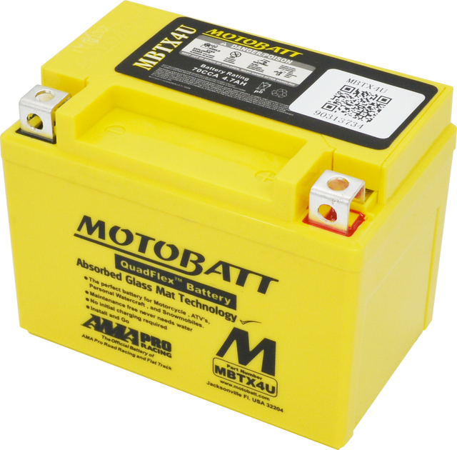 Motobatt MBTX4U Sealed AGM Battery for Motorcycles and Powersports Vehicles