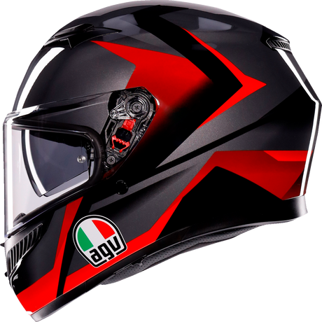AGV K3 Helmet Striga - Black/Gray/Red, Medium - Optimal Fit for Sport and Touring Motorcycles