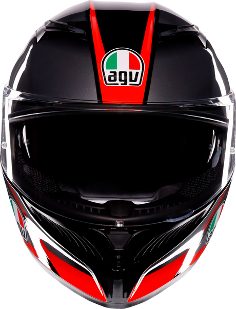 AGV K3 Helmet Striga - Black/Gray/Red, Medium - Optimal Fit for Sport and Touring Motorcycles