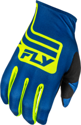 Fly Racing Youth Lite Lancer Gloves Navy/Hi Vis YM - Lightweight Race Gloves for Motocross & Off-Road Vehicles