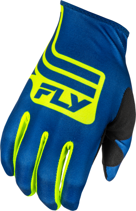 Fly Racing Youth Lite Lancer Gloves Navy/Hi Vis YM - Lightweight Race Gloves for Motocross & Off-Road Vehicles