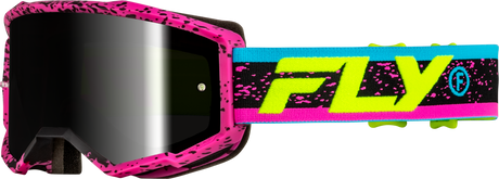 Fly Racing Yth Zone Goggle Pink/Black/Hi Vis with Black Mirror and Smoke Lens for ATV, Dirt Bike, Motocross, and Off-Road Vehicles