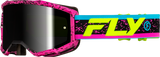 Fly Racing Zone Goggle Pink/Black/Hi Vis with Black Mirror and Smoke Lens for ATV, Dirt Bike, and Motocross