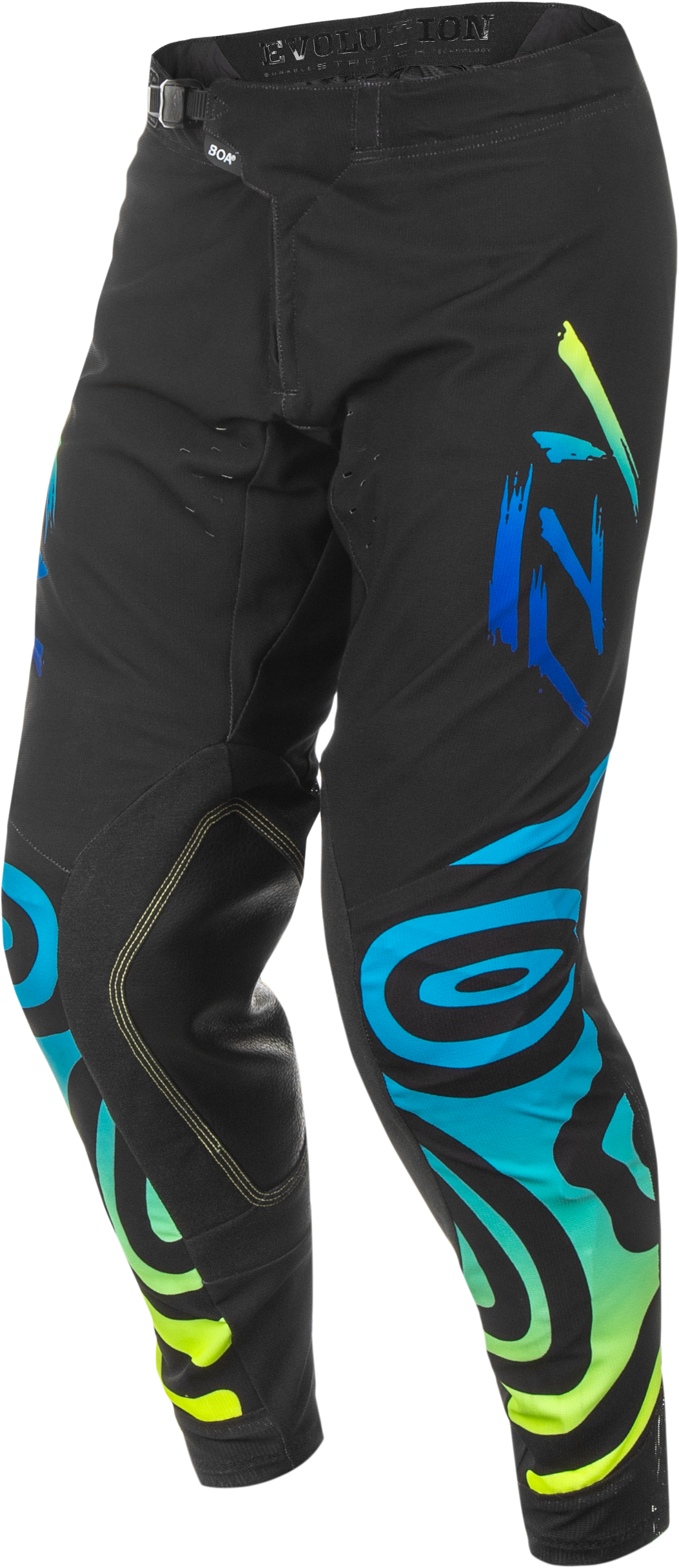 Fly Racing Evolution DST Zen Pants Black/Blue/Hi Vis Size 34 for Motocross and Off-Road Vehicles