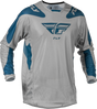Fly Racing Kinetic Mesh Sym Jersey Grey/Blue XL - Motocross Motorcycle Riding Jersey for Off-Road Vehicles