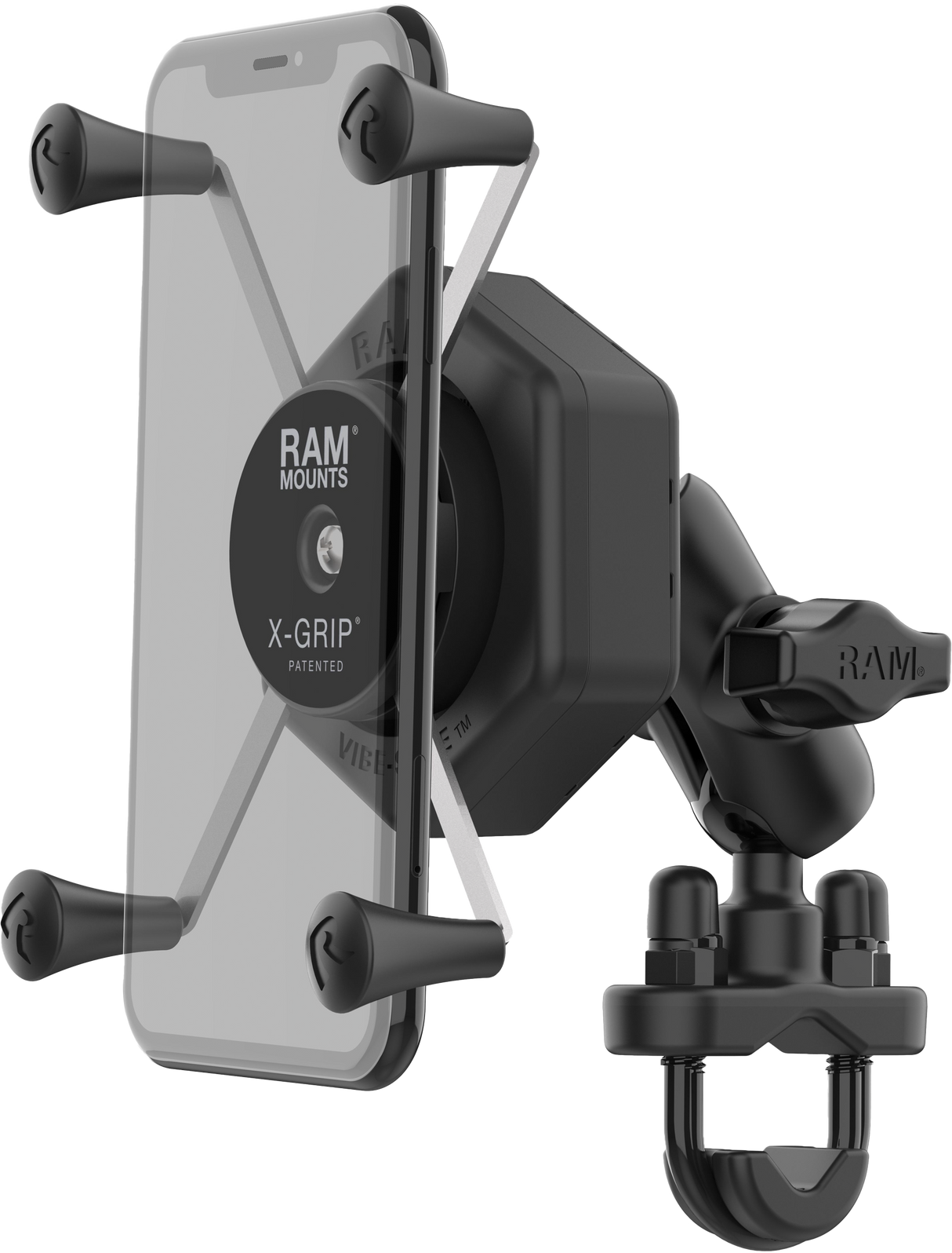 RAM X Grip Vibe Safe L Phone Mount with U Bolt Base Short for Ford F-150 and Chevrolet Silverado