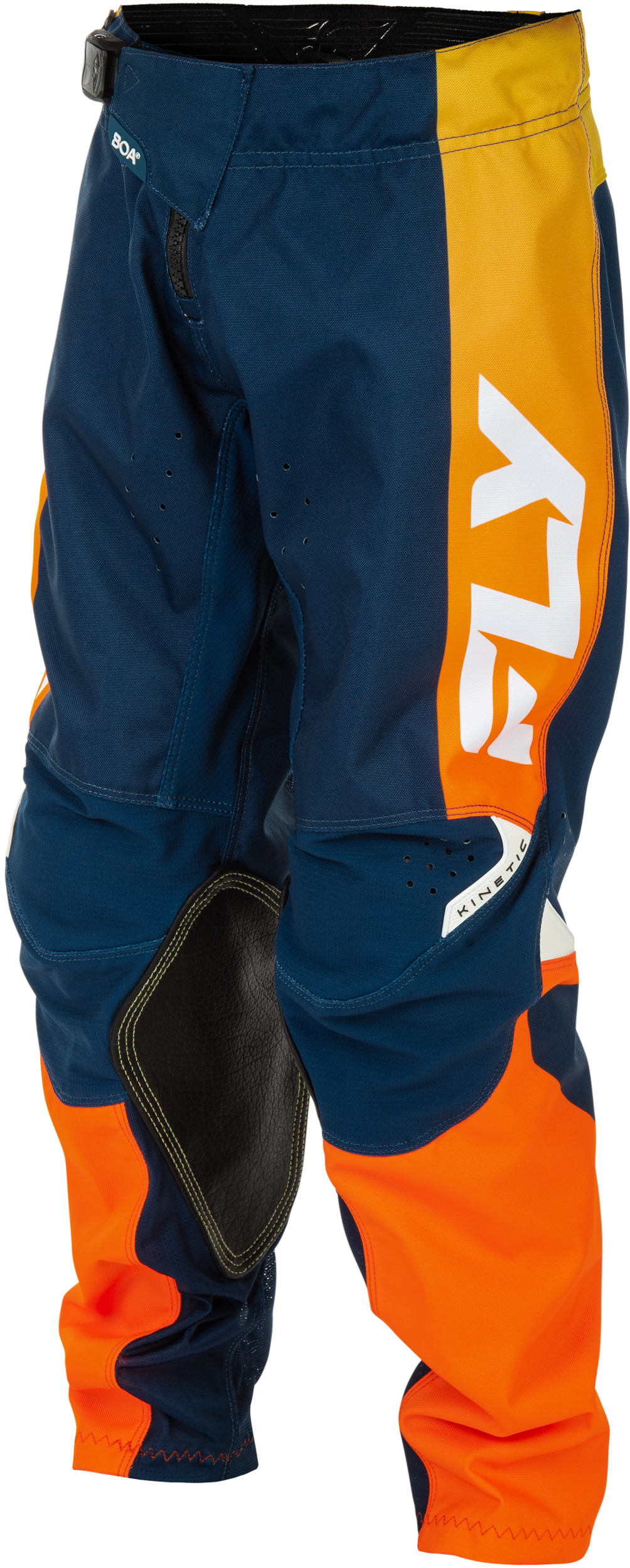 Fly Racing Youth Kinetic Pants Navy/Orange Size 18 - Durable Motorcycle Riding Gear for Kids