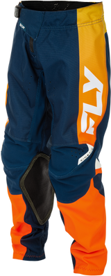 Fly Racing Youth Kinetic Pants Navy/Orange Size 22 – Durable and Comfortable Motorcycle Pants with Mesh Liner and Adjustable Fit