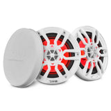 DS18 NXL Series 6.5-inch Marine Coaxial Speaker with RGB Lighting - White, 100W RMS, 4 Ohm - Fits Marine and Powersports Vehicles