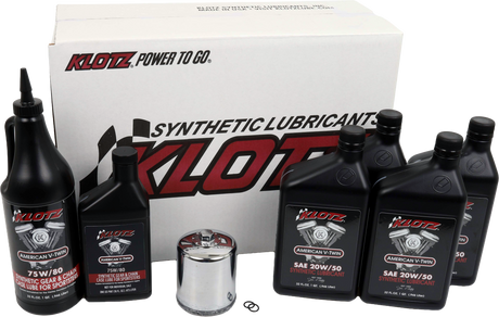 KLOTZ Premium Harley Davidson 4-Quart Synthetic Oil Change Kit with Oil Filter and O-Rings