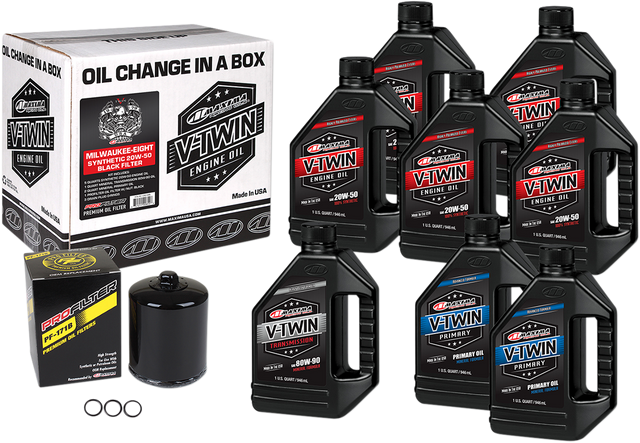 MAXIMA RACING OIL M8 Synthetic 20W-50 Oil Change Kit - Black Filter 90-129018PB
