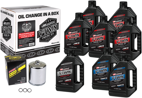 MAXIMA RACING OIL M8 Synthetic 20W-50 Oil Change Kit - Chrome Filter 90-129018PC