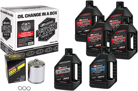 MAXIMA RACING OIL Twin Cam Synthetic 20W-50 Oil Change Kit - Chrome Filter 90-119016PC