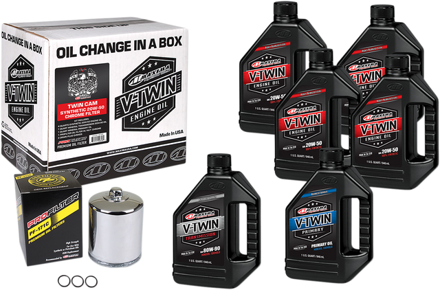 MAXIMA RACING OIL Twin Cam Synthetic 20W-50 Oil Change Kit - Chrome Filter 90-119016PC