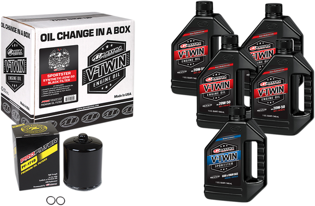 MAXIMA RACING OIL Sportster Synthetic 20W-50 Oil Change Kit - Black Filter 90-119015PB
