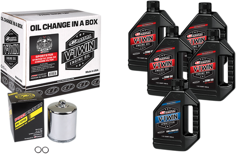 MAXIMA RACING OIL Sportster Synthetic 20W-50 Oil Change Kit - Chrome Filter 90-119015PC
