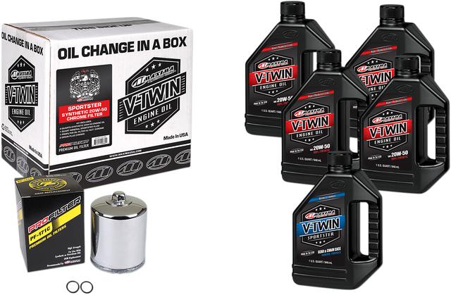 MAXIMA RACING OIL Sportster Synthetic 20W-50 Oil Change Kit - Chrome Filter 90-119015PC