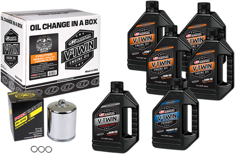 MAXIMA RACING OIL Evolution Mineral 20W-50 Oil Change Kit - Chrome Filter 90-069016PC