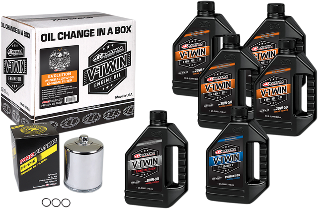 MAXIMA RACING OIL Evolution Mineral 20W-50 Oil Change Kit - Chrome Filter 90-069016PC