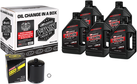 MAXIMA RACING OIL Quick Change M8 Synthetic 20W-50 Oil Change Kit - Black Filter 90-129015PB