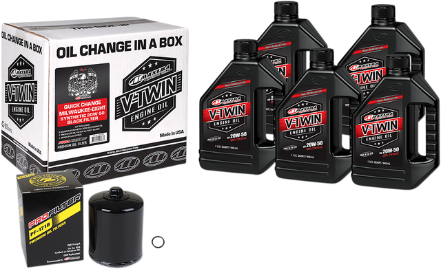 MAXIMA RACING OIL Quick Change M8 Synthetic 20W-50 Oil Change Kit - Black Filter 90-129015PB