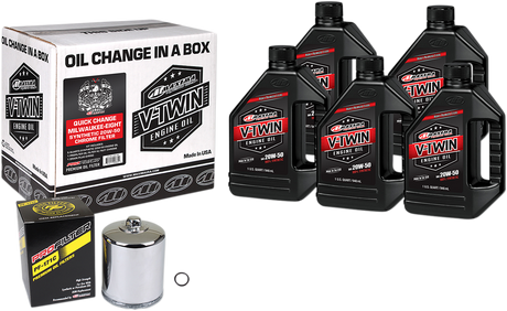 MAXIMA RACING OIL Quick Change M8 Synthetic 20W-50 Oil Change Kit - Chrome Filter 90-129015PC
