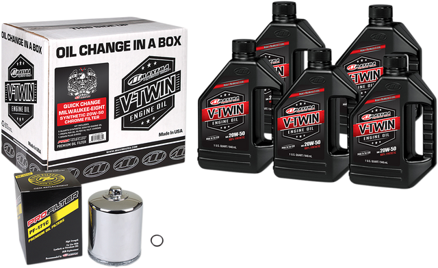 MAXIMA RACING OIL Quick Change M8 Synthetic 20W-50 Oil Change Kit - Chrome Filter 90-129015PC