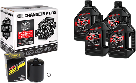MAXIMA RACING OIL Quick Change Twin Cam Synthetic 20W-50 Oil Change Kit - Black Filter 90-119014PB
