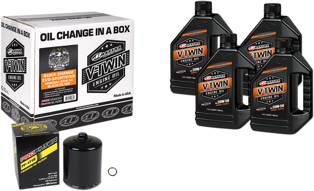 MAXIMA RACING OIL Evo/Sportster Quick Oil Change Kit - Black Filter 90-069014PB