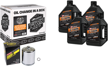 MAXIMA RACING OIL Evo/Sportster Quick Oil Change Kit - Chrome Filter 90-069014PC
