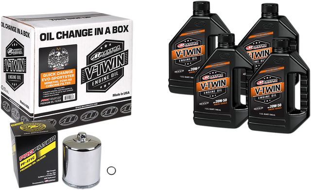 MAXIMA RACING OIL Evo/Sportster Quick Oil Change Kit - Chrome Filter 90-069014PC