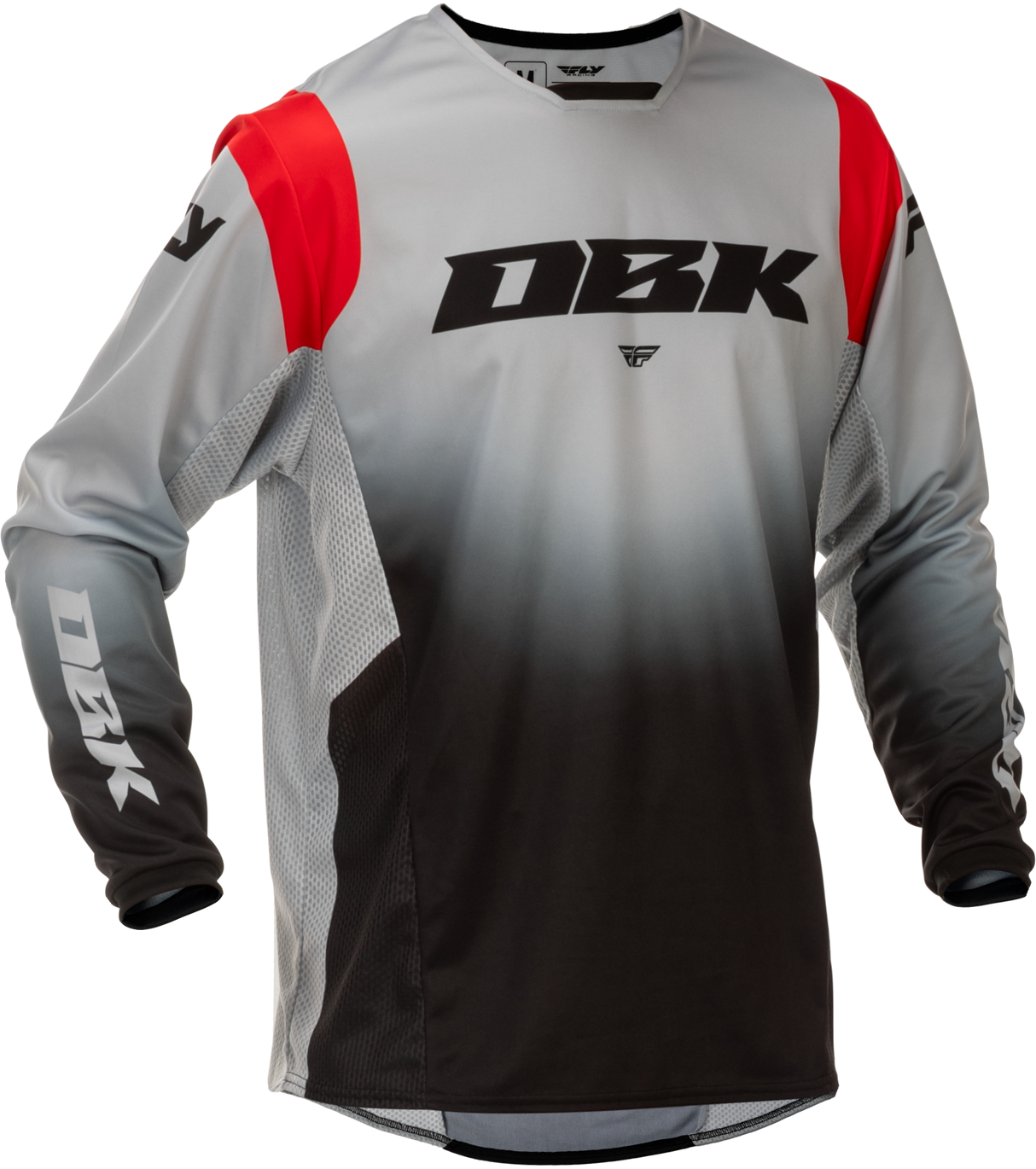 Fly Racing Kinetic Dbk Jersey Grey/Black/Red XL - Lightweight Performance Motorcycle Jersey for Off-Road and Motocross Vehicles