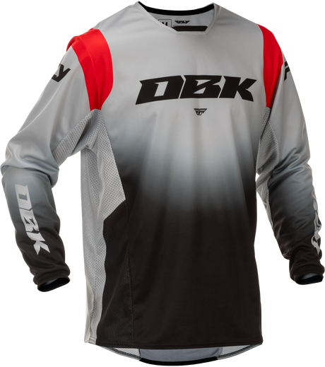 Fly Racing Kinetic Dbk Jersey Grey/Black/Red XL - Lightweight Performance Motorcycle Jersey for Off-Road and Motocross Vehicles