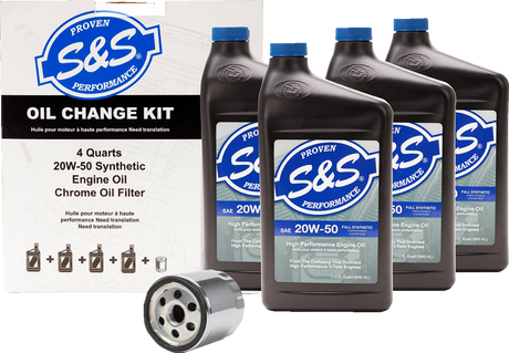 S&S CYCLE Oil Change Kit - Black Filter - '84-'99 Big Twin/'86-'22 Sportster - 4 US quarts 218941