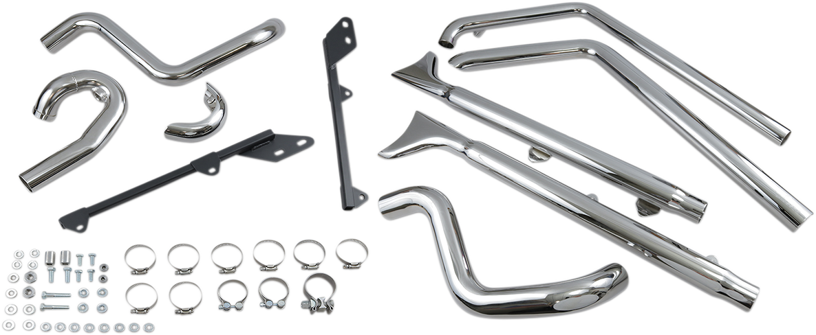 BASSANI XHAUST True Duals Exhaust System with Fishtail Mufflers - 33" - Softail - Baffle Included 1S66E-33