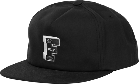 Fly Racing Varsity Hat Black with Embroidered Logo - Adjustable Snapback, One Size Fits Most